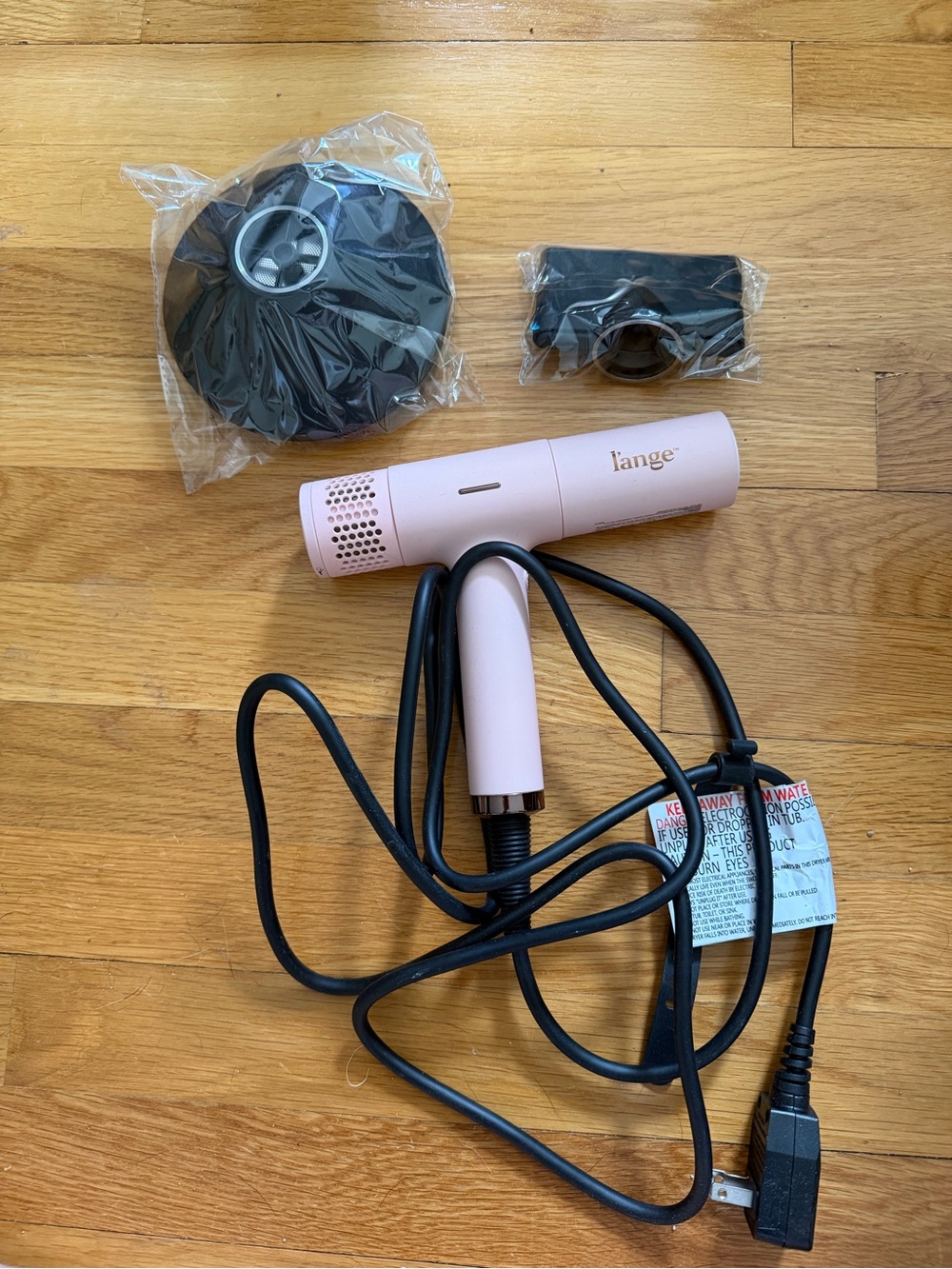 Lange Le Styliste Pink Compact Hair Dryer with Black Attachments